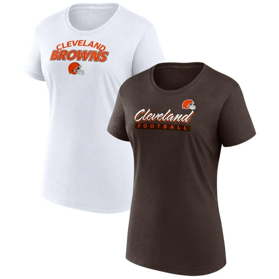 Women's Fanatics Brown/White Cleveland Browns Risk Two-Pack T-Shirt Set