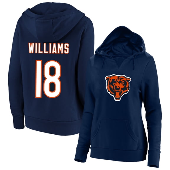 Women's Fanatics Caleb Williams Navy Chicago Bears Plus Size Player Name & Number V-Neck Hoodie