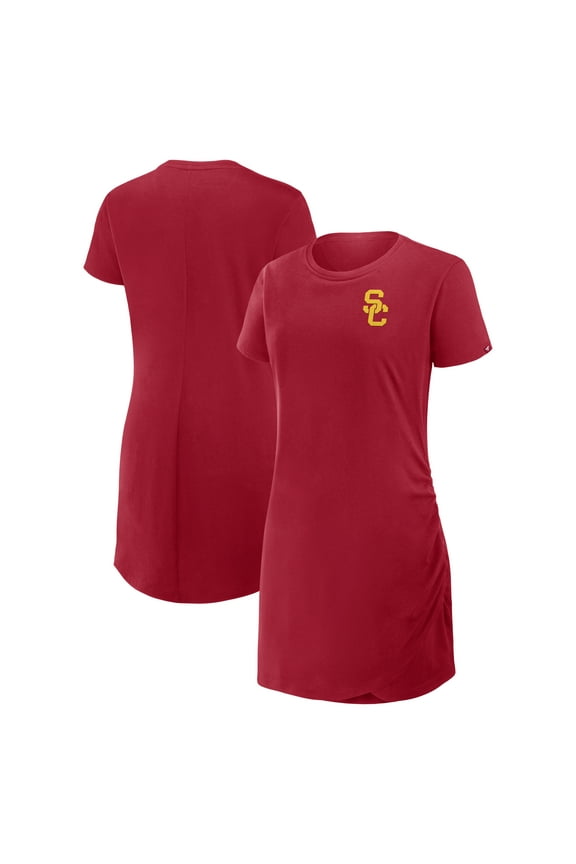 Women's Fanatics Cardinal USC Trojans Ruched Drape T-Shirt Dress