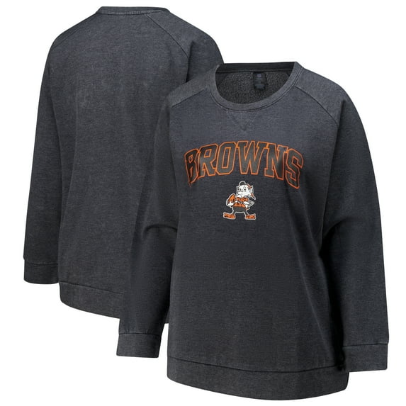 Women's Profile Charcoal Cleveland Browns Plus Size Acid Wash Raglan Sweatshirt