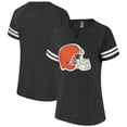 thumbnail image 1 of Women's Fanatics Charcoal Cleveland Browns Plus Size Logo Striped Raglan Notch Neck T-Shirt, 1 of 3