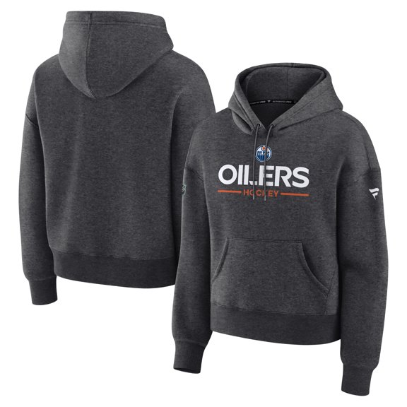 Women's Fanatics Charcoal Edmonton Oilers Authentic Pro Primary Pullover Hoodie
