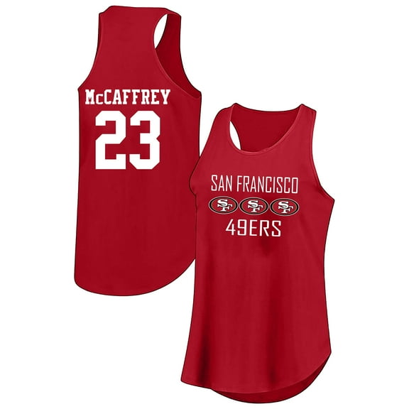 Women's-Fanatics Christian McCaffrey Scarlet San Francisco 49ers Plus Size Name & Number Tank Top