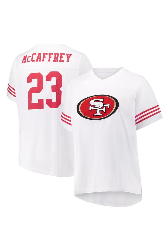 Women's Fanatics Christian McCaffrey White San Francisco 49ers Plus Size Fashion Jersey