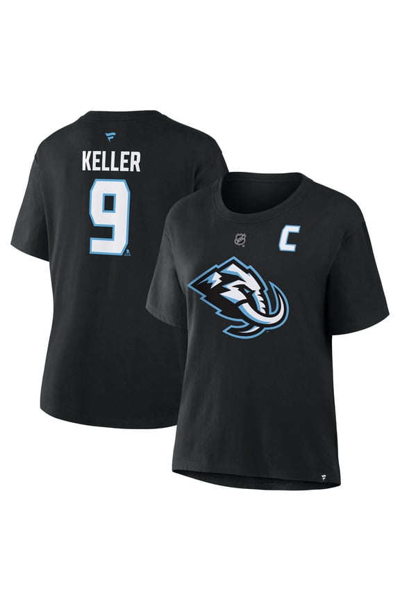 Women's Fanatics Clayton Keller Black Utah Mammoth Authentic Stack Name & Number T-Shirt