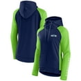 thumbnail image 1 of Women's Fanatics College Navy/Neon Green Seattle Seahawks End Around Lightweight Raglan Full-Zip Hoodie Jacket, 1 of 3