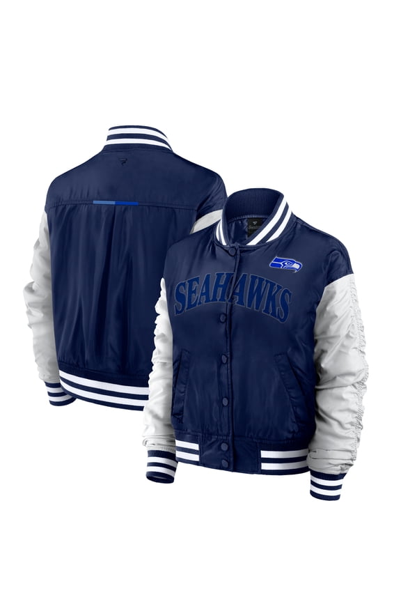 Women's Fanatics College Navy Seattle Seahawks Elements Wave Full-Snap Jacket
