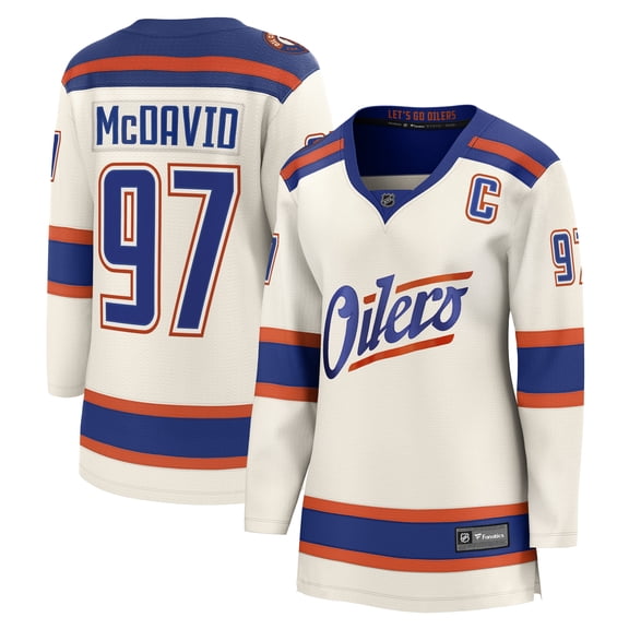 Women's Fanatics Connor McDavid Light Beige Edmonton Oilers Alternate Breakaway Jersey