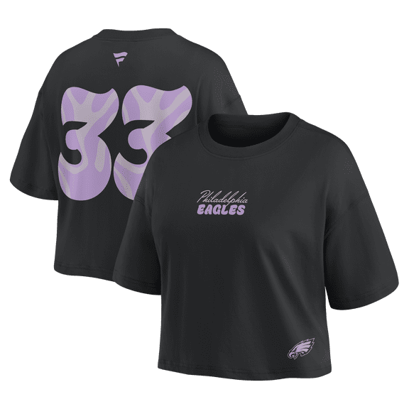 Women's Fanatics Cooper DeJean Black Philadelphia Eagles Fashion Cropped T-Shirt