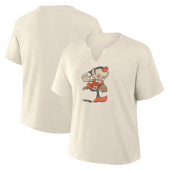 Women's Fanatics Cream Cleveland Browns Trick Play Slub Boxy T-Shirt
