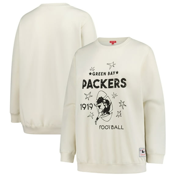 Women's Mitchell & Ness Cream Green Bay Packers Plus Size Shooting Star Sweatshirt