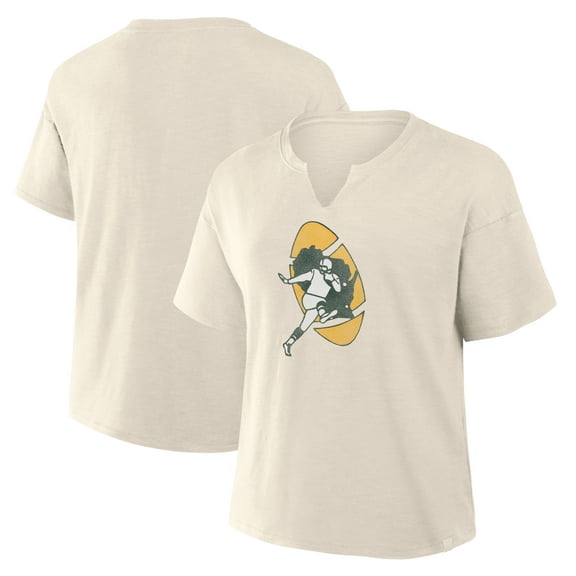 Women's Fanatics Cream Green Bay Packers Trick Play Slub Boxy T-Shirt