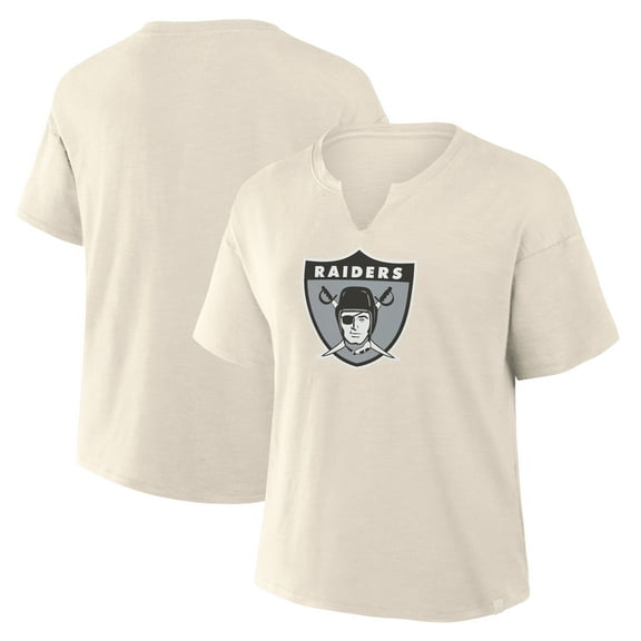 Women's Fanatics Cream Las Vegas Raiders Trick Play Slub Boxy T-Shirt