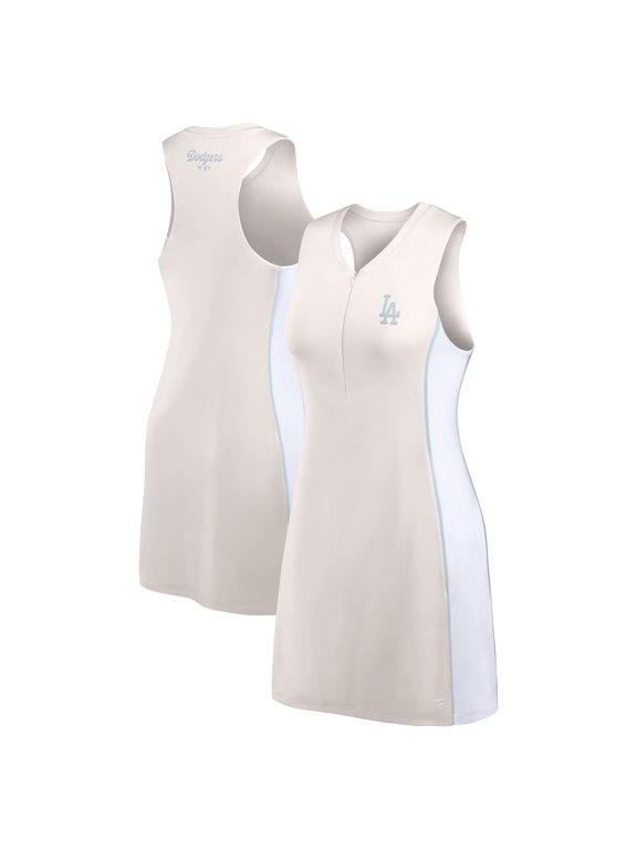 Women's Fanatics Cream Los Angeles Dodgers Studio Boost Athletic Half-Zip Dress
