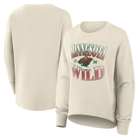 Women's Fanatics Cream Minnesota Wild Oversized Slice Pullover Sweatshirt
