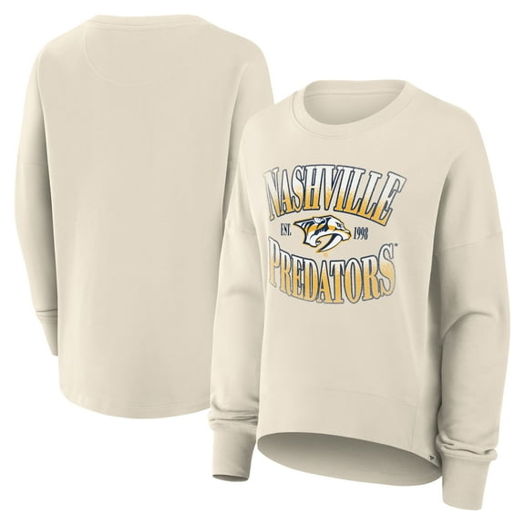 Women's Fanatics Cream Nashville Predators Oversized Slice Pullover Sweatshirt