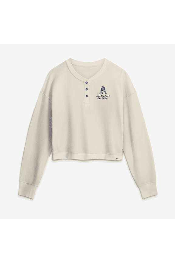 Women's Fanatics Cream New England Patriots Relaxed Cropped Long Sleeve Shirt