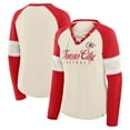 thumbnail image 1 of Women's Fanatics Cream/Red Kansas City Chiefs Hometown Gridiron Hero Raglan Lace-Up V-Neck Long Sleeve T-Shirt, 1 of 3