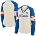 thumbnail image 1 of Women's Fanatics Cream/Royal New England Patriots Hometown Gridiron Hero Raglan Lace-Up V-Neck Long Sleeve T-Shirt, 1 of 3