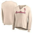 thumbnail image 1 of Women's Fanatics Cream St. Louis Cardinals Go For It Waffle Knit Long Sleeve Notch Neck T-Shirt, 1 of 3