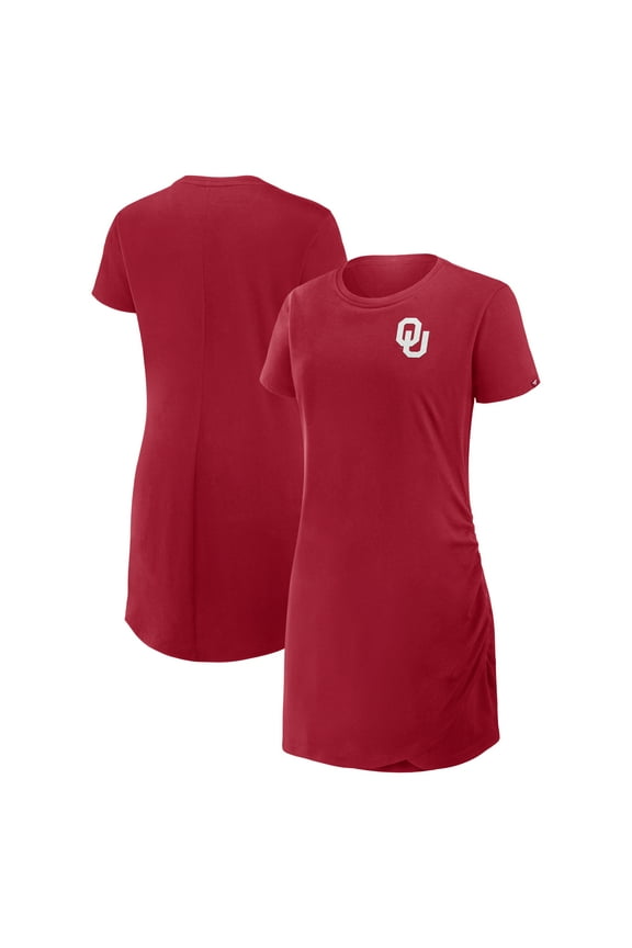 Women's Fanatics Crimson Oklahoma Sooners Ruched Drape T-Shirt Dress