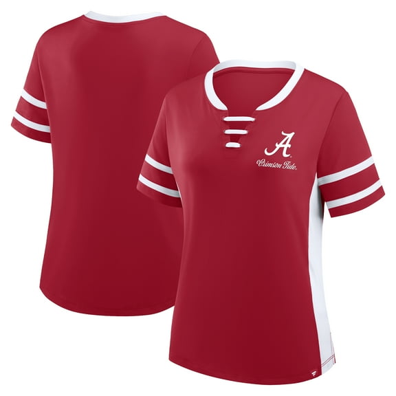 Women's Fanatics Crimson/White Alabama Crimson Tide Be Fearless Athena Lace-Up T-Shirt