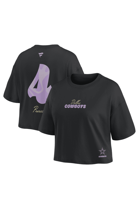 Women's Fanatics Dak Prescott Black Dallas Cowboys Fashion Cropped T-Shirt