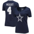 thumbnail image 1 of Women's Fanatics Dak Prescott Navy Dallas Cowboys Player Icon Name & Number V-Neck T-Shirt, 1 of 3