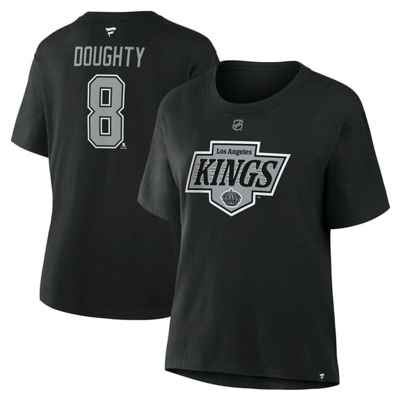 Women's Fanatics Drew Doughty Black Los Angeles Kings Authentic Stack Name & Number T-Shirt