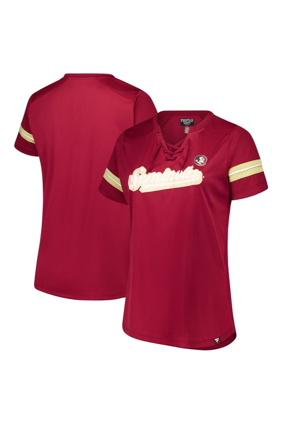 Women's Fanatics Garnet Florida State Seminoles Plus Size Overtime Readiness Lace-Up T-Shirt