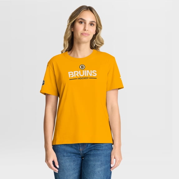 Women's Fanatics Gold Boston Bruins Authentic Pro Primary T-Shirt