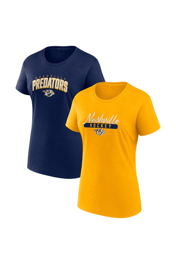 Women's Fanatics Gold/Navy Nashville Predators Two-Pack Fan T-shirt Set