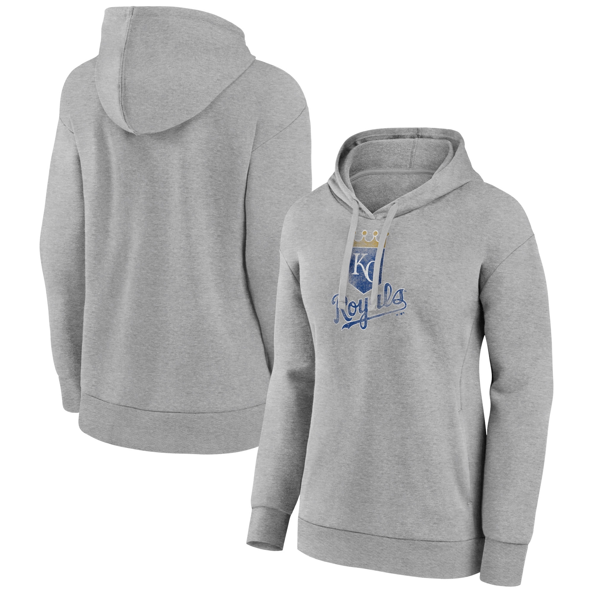 Women's Gray Kansas City Royals Distressed Team Pullover Hoodie