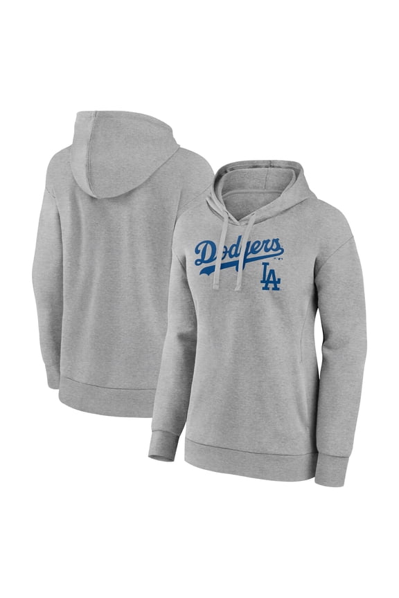 Women's Gray Los Angeles Dodgers Team Lockup Pullover Hoodie