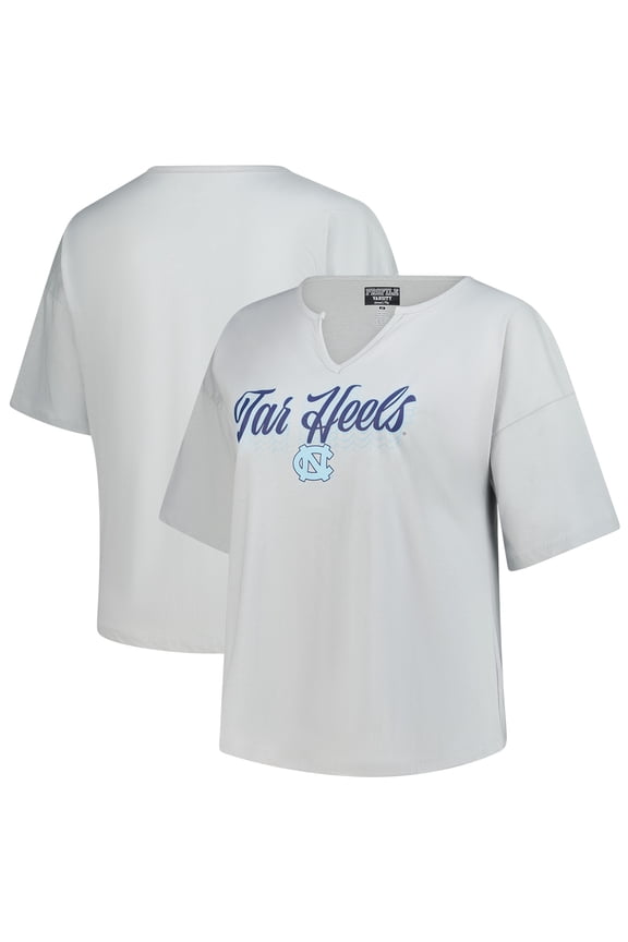 Women's Fanatics Gray North Carolina Tar Heels Plus Size Winning Gear Notch Neck T-Shirt