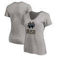 thumbnail image 1 of Women's Fanatics Gray Notre Dame Fighting Irish Primary Logo V-Neck T-Shirt, 1 of 3
