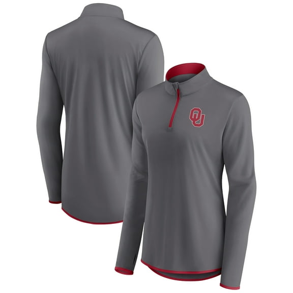 Women's Fanatics Gray Oklahoma Sooners Corner Quarter-Zip Top