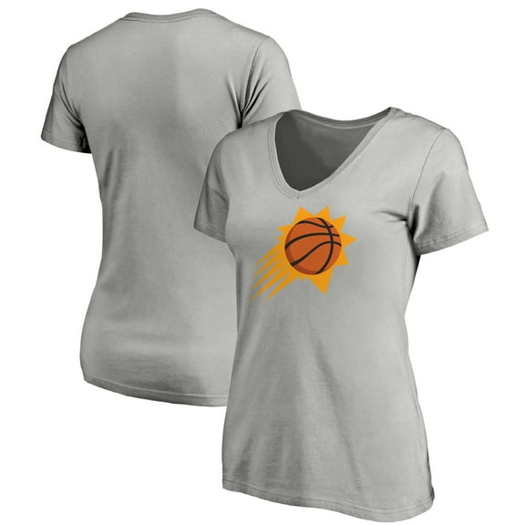 Women's Fanatics Gray Phoenix Suns Primary Logo Team V-Neck T-Shirt