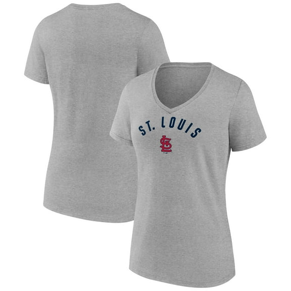 Women's-Fanatics  Gray St. Louis Cardinals V-Neck T-Shirt