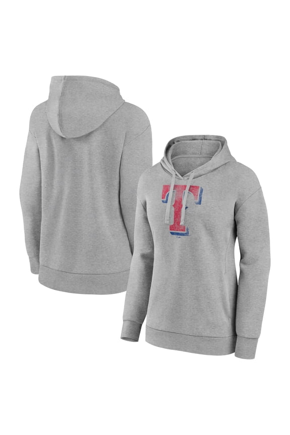 Women's Gray Texas Rangers Distressed Team Pullover Hoodie