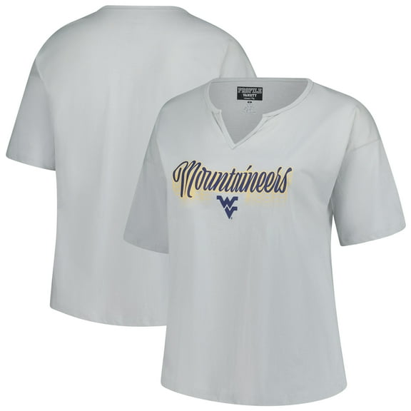 Women's Fanatics Gray West Virginia Mountaineers Plus Size Winning Gear Notch Neck T-Shirt