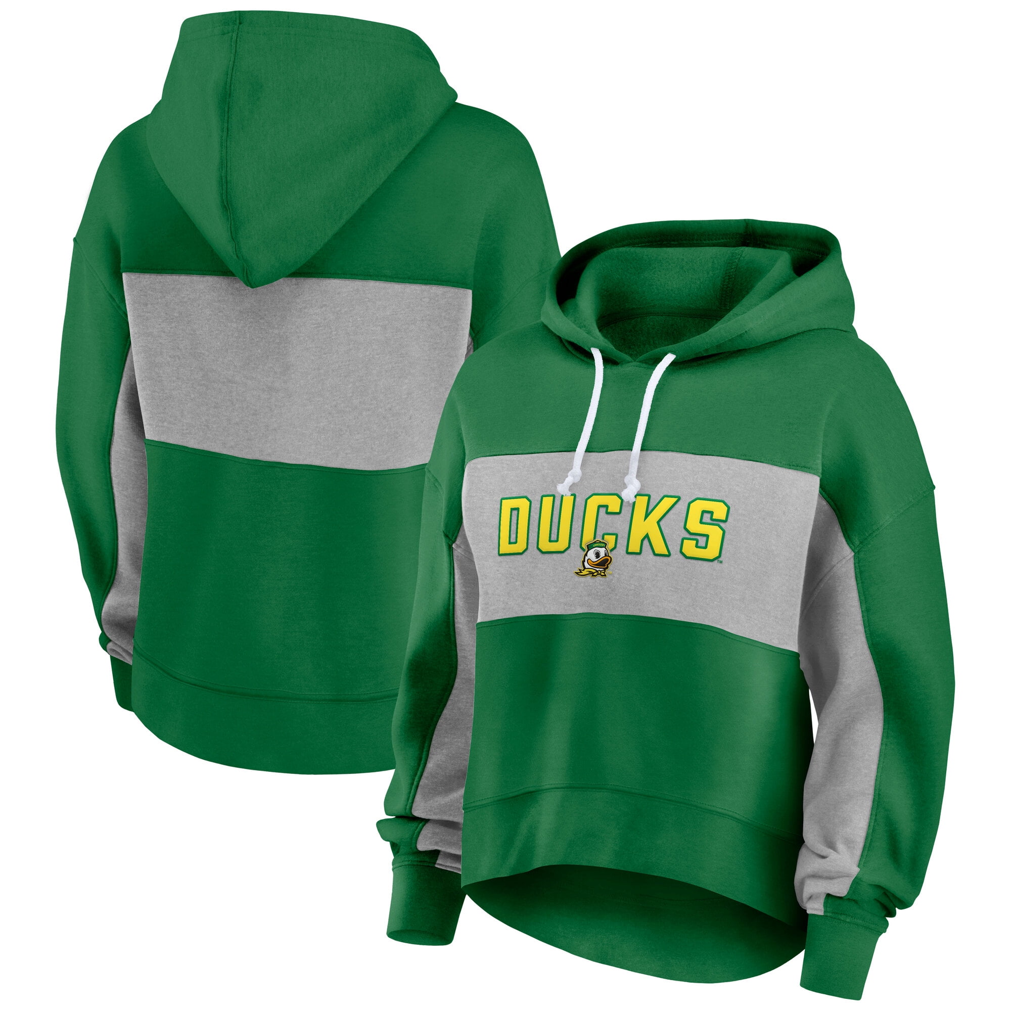 Women's Fanatics  Green/Gray Oregon Ducks Fleece Pullover Hoodie