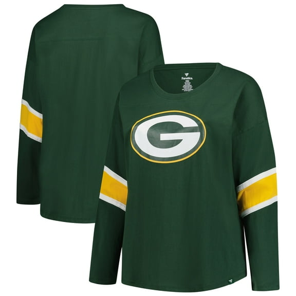 Women's Fanatics Green Green Bay Packers Plus Size Redzone 3/4-Sleeve Scoop Neck T-Shirt