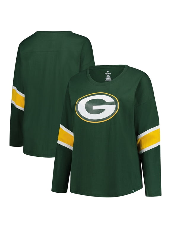 Women's Fanatics Green Green Bay Packers Plus Size Redzone 3/4-Sleeve Scoop Neck T-Shirt