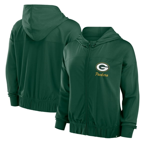Women's Fanatics Green Green Bay Packers Script Lock Full-Zip Hoodie