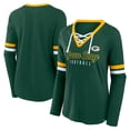 thumbnail image 1 of Women's Fanatics Green Green Bay Packers Won and Done Lace-Up Long Sleeve Fashion Top, 1 of 3