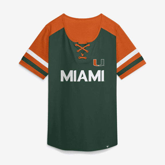Women's Fanatics Green Miami Hurricanes Power Play Athena Lace-Up T-Shirt