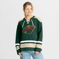 thumbnail image 1 of Women's Fanatics  Green Minnesota Wild Icing Long Sleeve Lace Up Sweatshirt, 1 of 7
