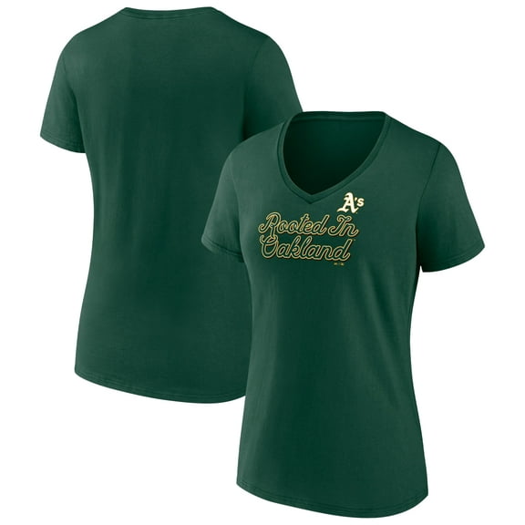 Women's Fanatics Green Oakland Athletics Regulation V-Neck T-Shirt
