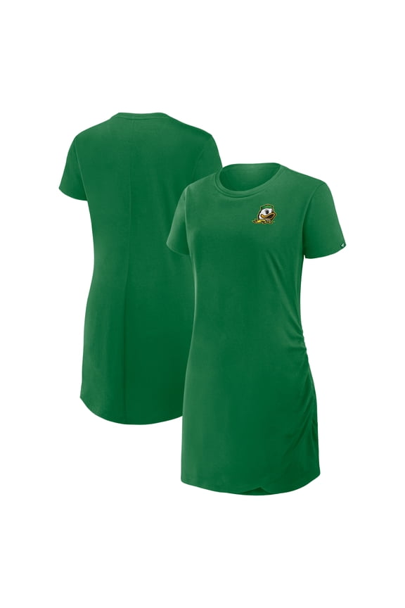 Women's Fanatics Green Oregon Ducks Ruched Drape T-Shirt Dress